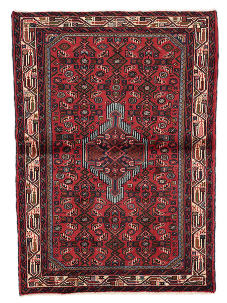 Alfombra Oriental Hamadan 100X145 Negro/Rojo Oscuro (Lana, Persia/Irán)