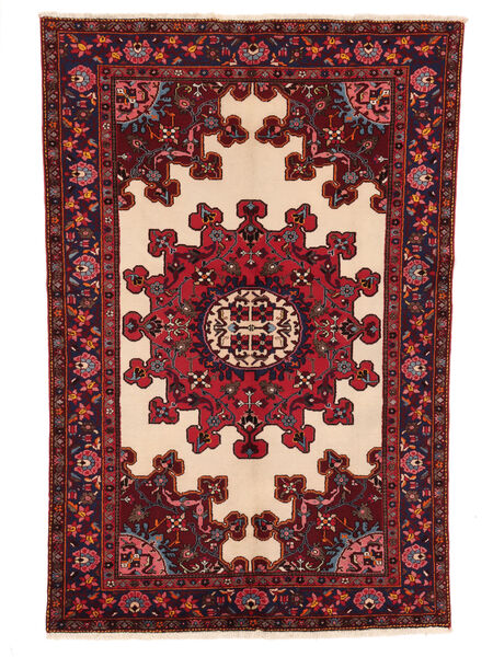 133X203 絨毯 ハマダン オリエンタル ブラック/ダークレッド (ウール, ペルシャ/イラン) Carpetvista