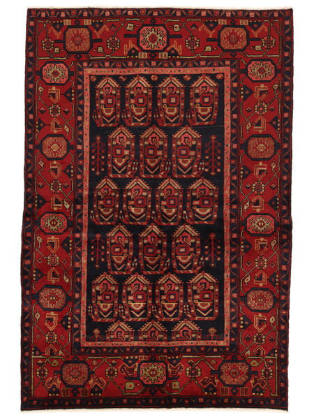 Dywan Orientalny Hamadan 140X206 Czarny/Ciemnoczerwony (Wełna, Persja/Iran)