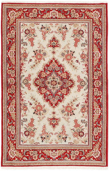 100X154 Dywan Orientalny Kom Kork/Jedwab Ciemnoczerwony/Beżowy (Wełna, Persja/Iran)