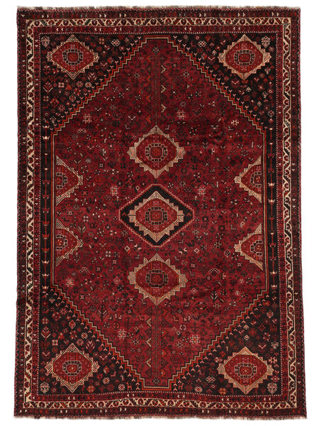  Persischer Shiraz Teppich 228X326 Schwarz/Dunkelrot (Wolle, Persien/Iran)