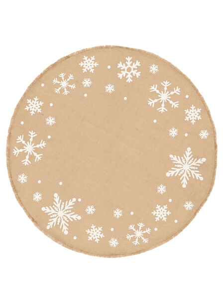  Ø 120 Small Snowflakes Rug - Beige/White