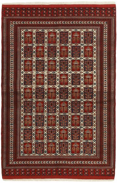  Turkaman Szőnyeg 139X205 Perzsa Gyapjúszőnyeg Fekete/Sötétpiros Kicsi