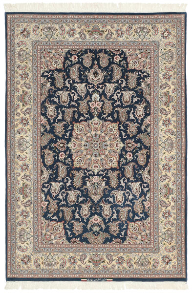 絨毯 オリエンタル イスファハン 絹の縦糸 132X198 茶色/ブラック (ウール, ペルシャ/イラン)