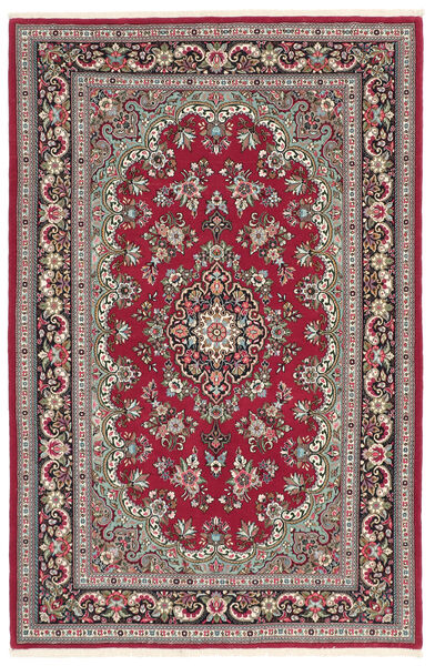 Alfombra Oriental Ghom Kork/De Seda 139X204 Rojo Oscuro/Amarillo Oscuro (Lana, Persia/Irán)