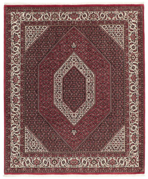  Orientalisk Bidjar Med Silke Matta 205X250 Mörkröd/Svart Ull, Persien/Iran
