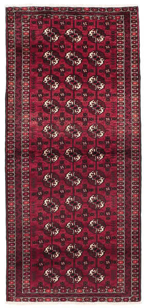  Persischer Belutsch Teppich 113X255 Läufer Schwarz/Dunkelrot (Wolle, Persien/Iran)