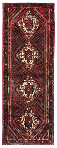 100X275 Afshar/Sirjan Teppe Orientalsk Løpere Svart/Mørk Rød (Ull, Persia/Iran)