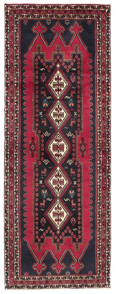 105X284 Tapis D'orient Afshar/Sirjan De Couloir Noir/Rouge Foncé (Laine, Perse/Iran)