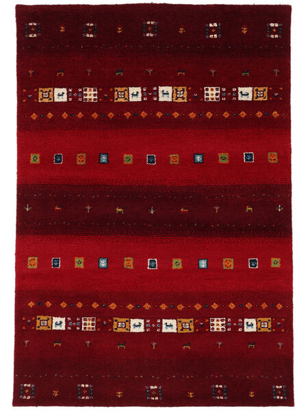 140X200 Tapete Gabbeh Indo Fine Moderno Preto/Vermelho Escuro (Lã, Índia) Carpetvista
