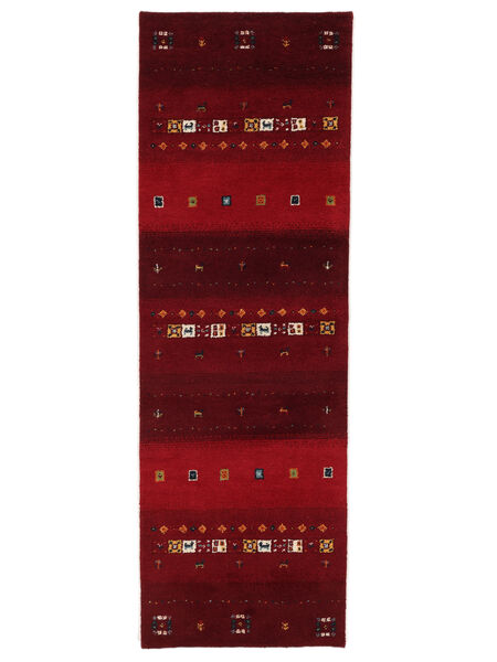  Gabbeh Indo Fine Tappeto 80X250 Di Lana Nero/Rosso Scuro Piccolo Carpetvista