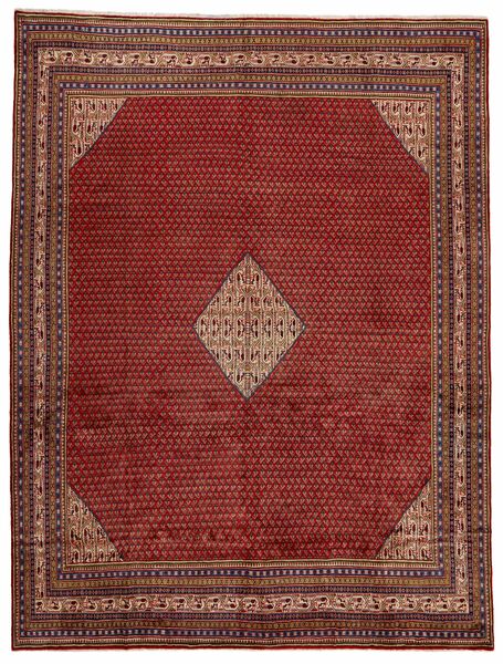Alfombra Oriental Sarough Mir 297X395 Rojo Oscuro/Negro Grande (Lana, Persia)