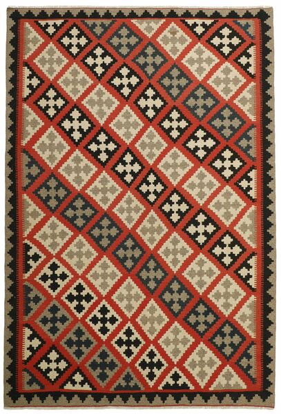  Oriental Kilim Rug 205X299 Black/Dark Red Wool, Persia