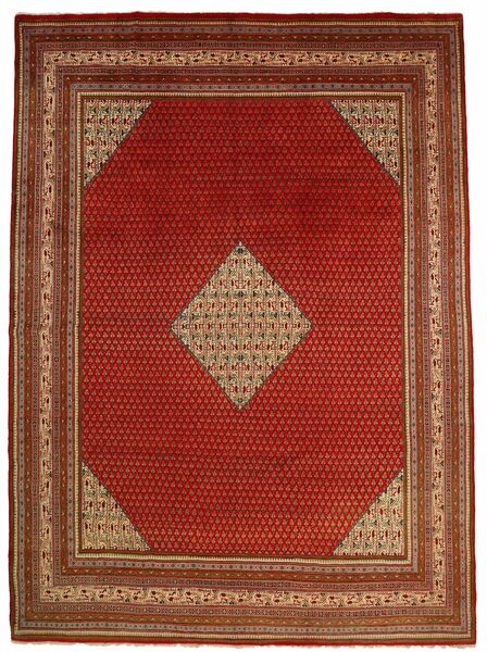 285X395 Alfombra Oriental Sarough Mir Rojo Oscuro/Marrón Grande (Lana, Persia)