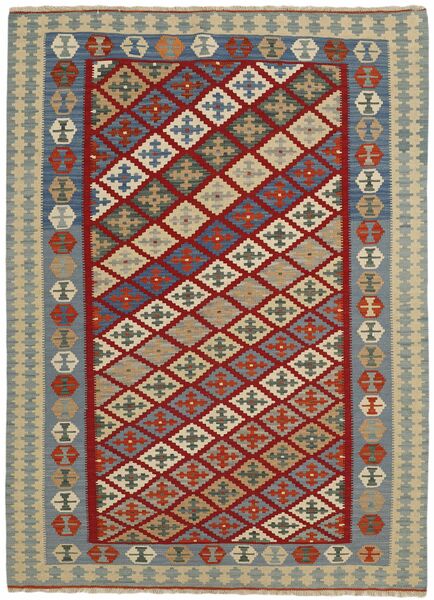  Orientalischer Kelim Teppich 173X232 Dunkelrot/Dunkelgrau Wolle, Persien