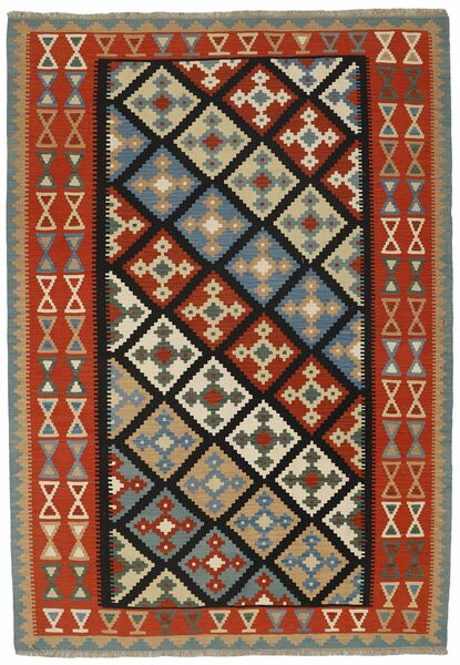  Orientalischer Kelim Teppich 205X297 Dunkelrot/Dunkelgrün Wolle, Persien