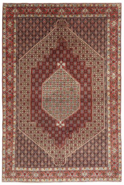Senneh Fine Rug 198X302 Brown/Dark Red Wool, Persia