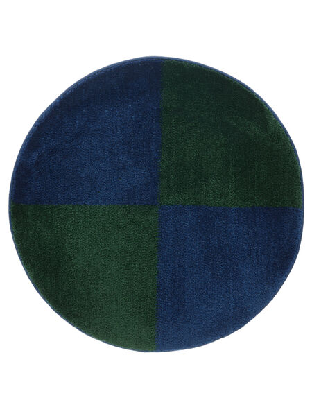 Sandro Block Bath Mat Dark Blue/Dark Green Ø 75 Round Washable