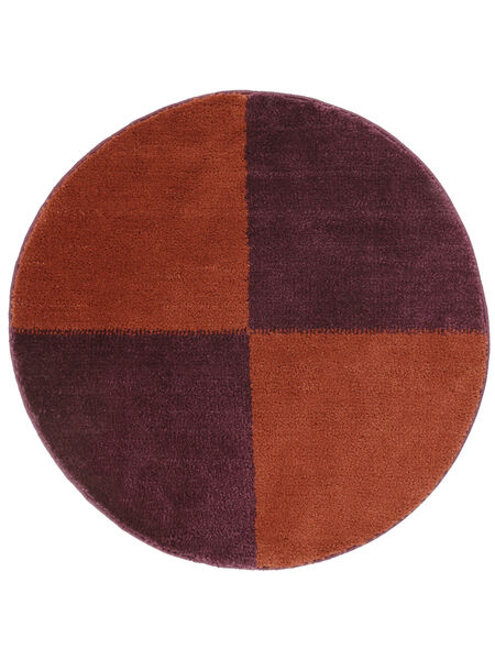 Sandro Block Bath Mat Dark Purple/Terracotta Ø 75 Round Washable