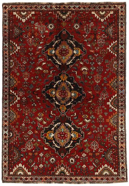 Qashqai Rug 176X255 Black/Dark Red Wool, Persia