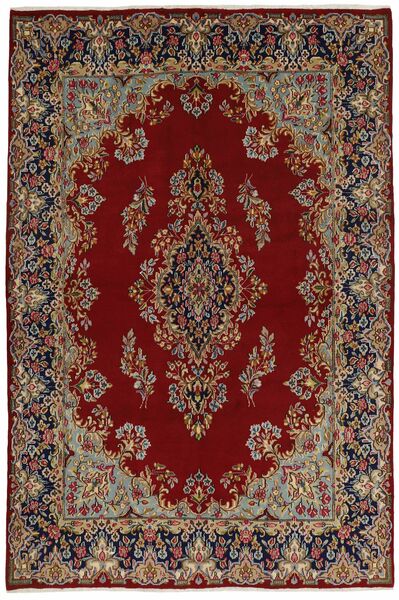  Oriental Kerman Rug 197X303 Black/Brown Wool, Persia