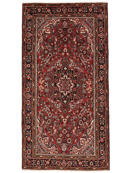 159X301 Dywan Hamadan Orientalny Chodnikowy Czarny/Ciemnoczerwony (Wełna, Persja/Iran) Carpetvista