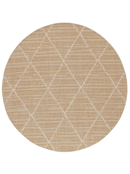 Mezzo Indoor/Outdoor Rug Washable Ø 120 Small Beige/White Round