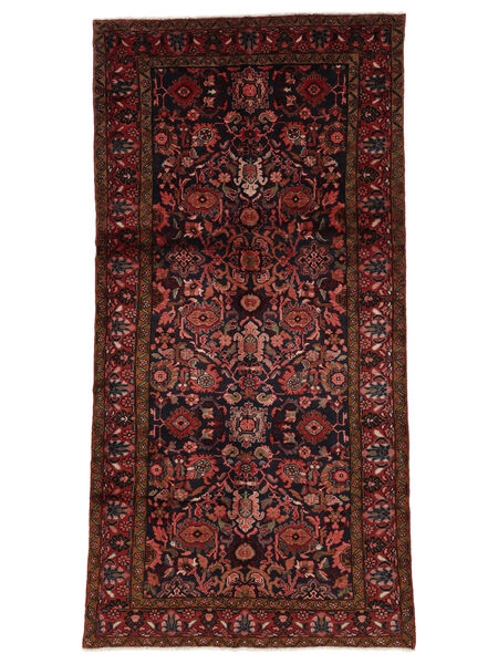 絨毯 ハマダン 148X292 廊下 カーペット ブラック/ダークレッド (ウール, ペルシャ/イラン)