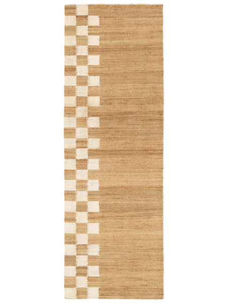  80X250 Chess Line Jute Light Brown/Natural White Runner Rug
 Small