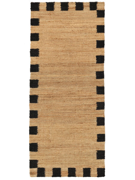 Chess Frame Jute 80X200 Small Light Brown/Black Runner Jute Rug