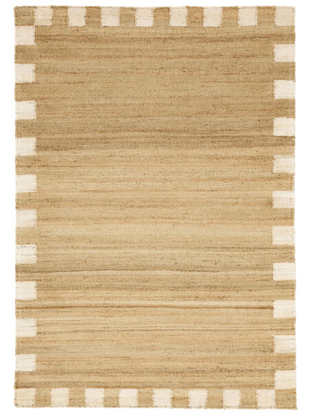 Chess Frame Jute 140X200 Small Light Brown/Natural White Jute Rug