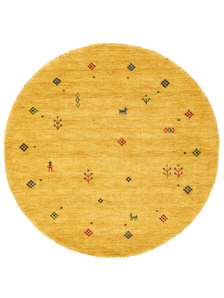 Gabbeh Giza Ø 150 Small Yellow Round Wool Rug