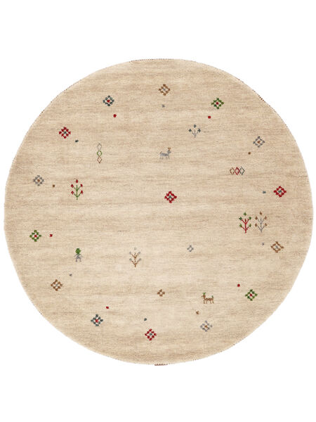 Gabbeh Giza Ø 150 Small Beige Round Wool Rug