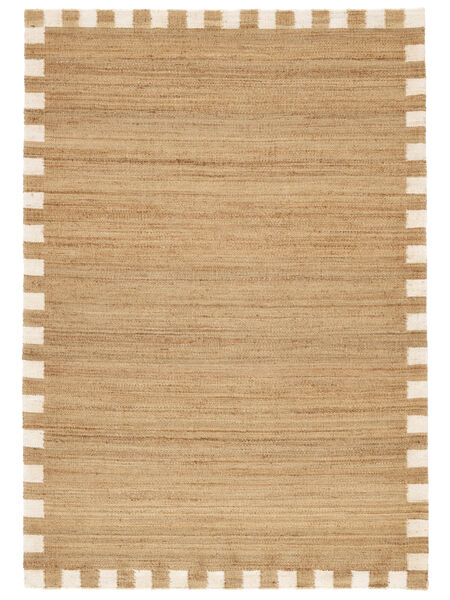  200X300 Chess Frame Jute Rug - Light Brown/Natural White