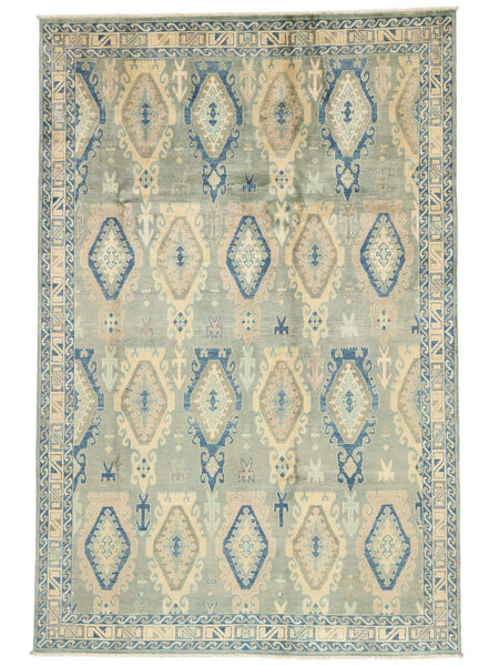 絨毯 オリエンタル カザック Fine 198X298 グリーン/イエロー (ウール, アフガニスタン)