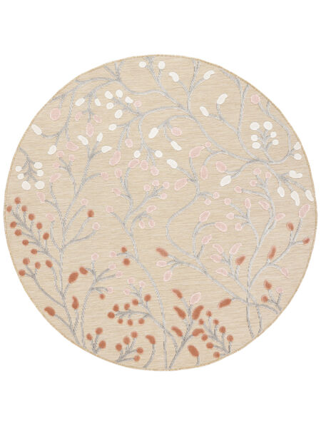  Washable Indoor/Outdoor Rug Ø 200 Garden Beige/Pink Round