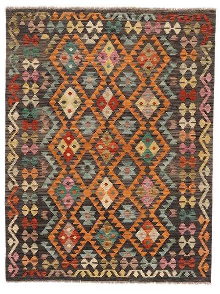  Kilim Afegão Old Style Tapete 156X201 Lã Castanho/Preto Pequeno Carpetvista