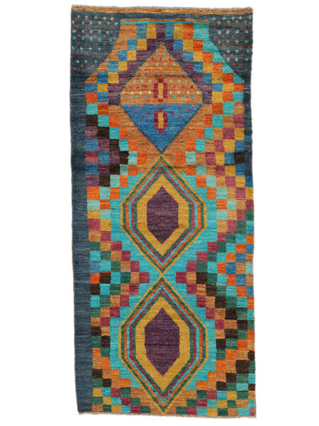 86X192 Moroccan Berber - Afghanistan Vloerkleed Modern Tapijtloper Zwart/Bruin (Wol, Afghanistan) Carpetvista