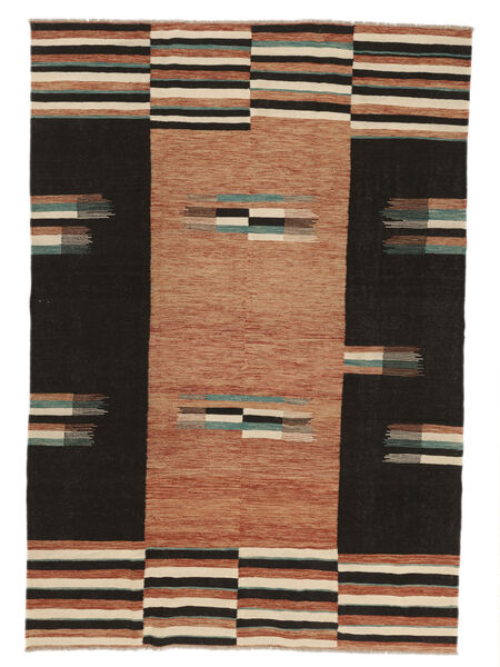 Kilim Modern Rug 204X292 Black/Brown Wool, Afghanistan Carpetvista