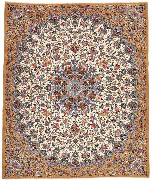 250X297 Tapete Kashan Oriental Castanho/Bege Grande (Lã, Pérsia/Irão)