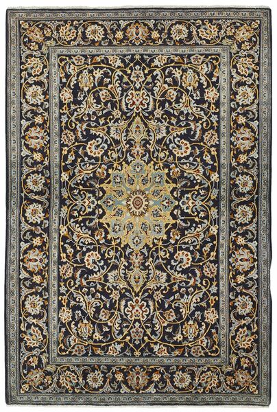 Tappeto Persiano Keshan 145X221 Nero/Giallo Scuro (Lana, Persia/Iran)