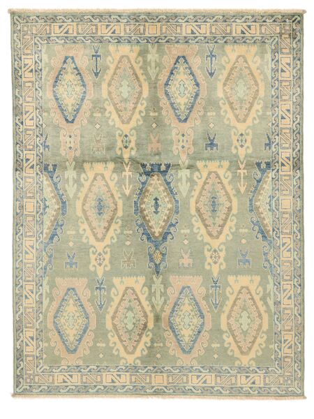  151X198 Kazak Fine Teppich Dunkelgelb/Dunkelgrün Afghanistan Carpetvista