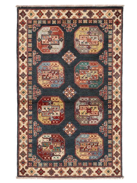91X148 絨毯 オリエンタル カザック Fine ブラック/茶色 (ウール, アフガニスタン) Carpetvista