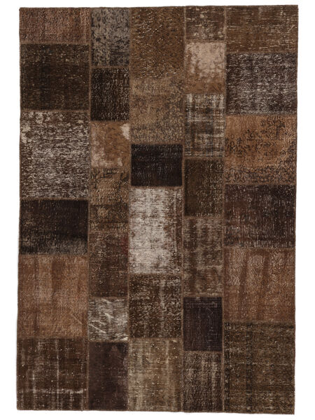  Patchwork - Turkiet 205X299 Vintage Wool Rug Black/Brown Carpetvista