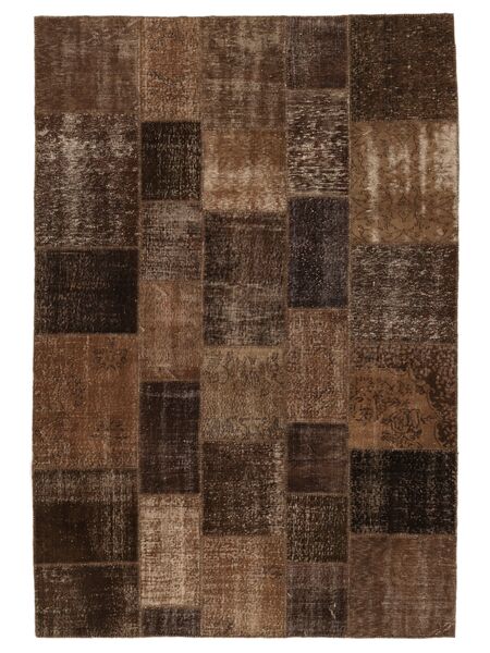  Patchwork - Turkiet 200X300 Vintage Wool Rug Black/Brown Carpetvista