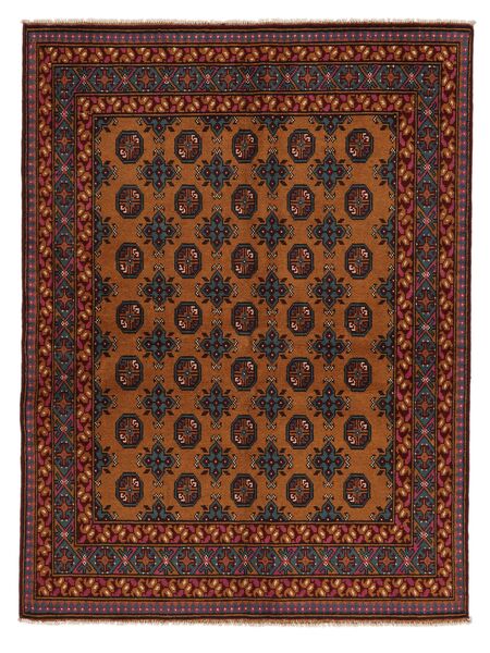 Afghan Fine Colour Teppich 147X198 Schwarz/Dunkelrot Wolle, Afghanistan Carpetvista
