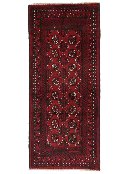  Afghan Fine Covor 79X188 Negru/Dark Red Carpetvista