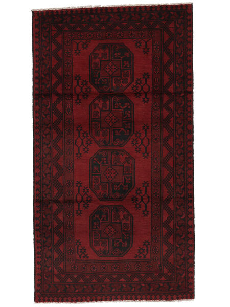 102X189 Tappeto Orientale Afghan Fine Nero/Rosso Scuro (Lana, Afghanistan) Carpetvista