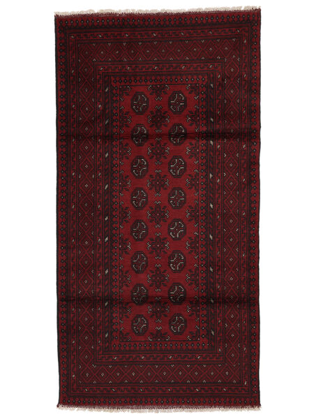 99X193 絨毯 オリエンタル アフガン Fine ブラック/ダークレッド (ウール, アフガニスタン) Carpetvista