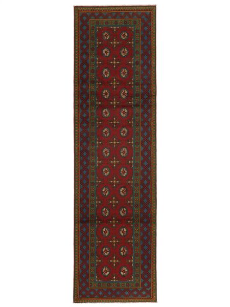  Afegão Fine Colour Tapete 81X292 Lã Preto/Vermelho Escuro Pequeno Carpetvista